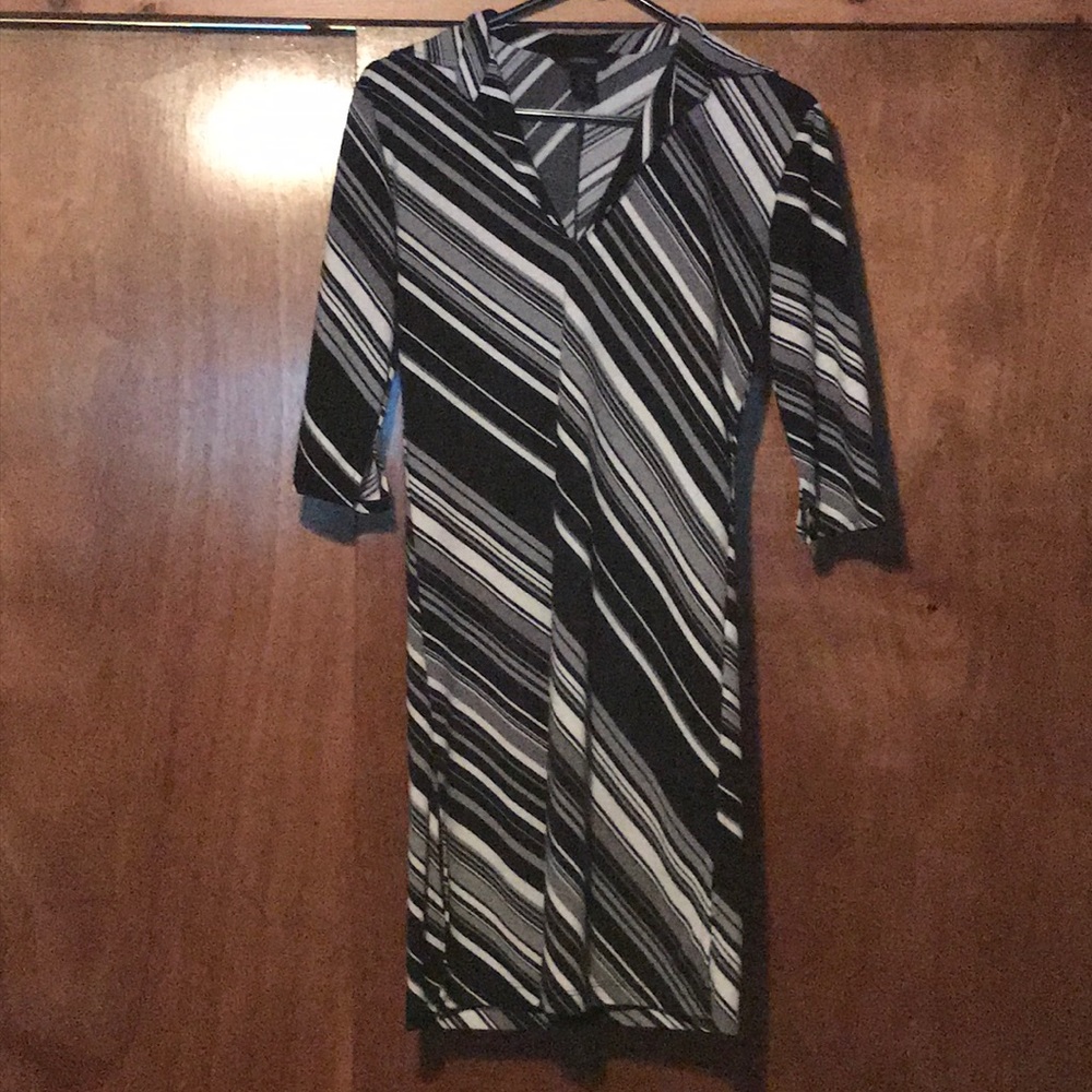 Black/Gray/White Striped Express Dress